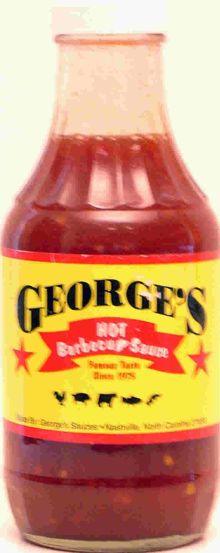 Georges Hot Barbecue Sauce<br> Pint & Mini-bottle: George's Hot Bbq Sauce, 16oz Picture